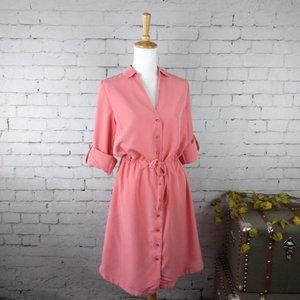 Soft Surroundings Peachskin Shirt Dress Coral Small